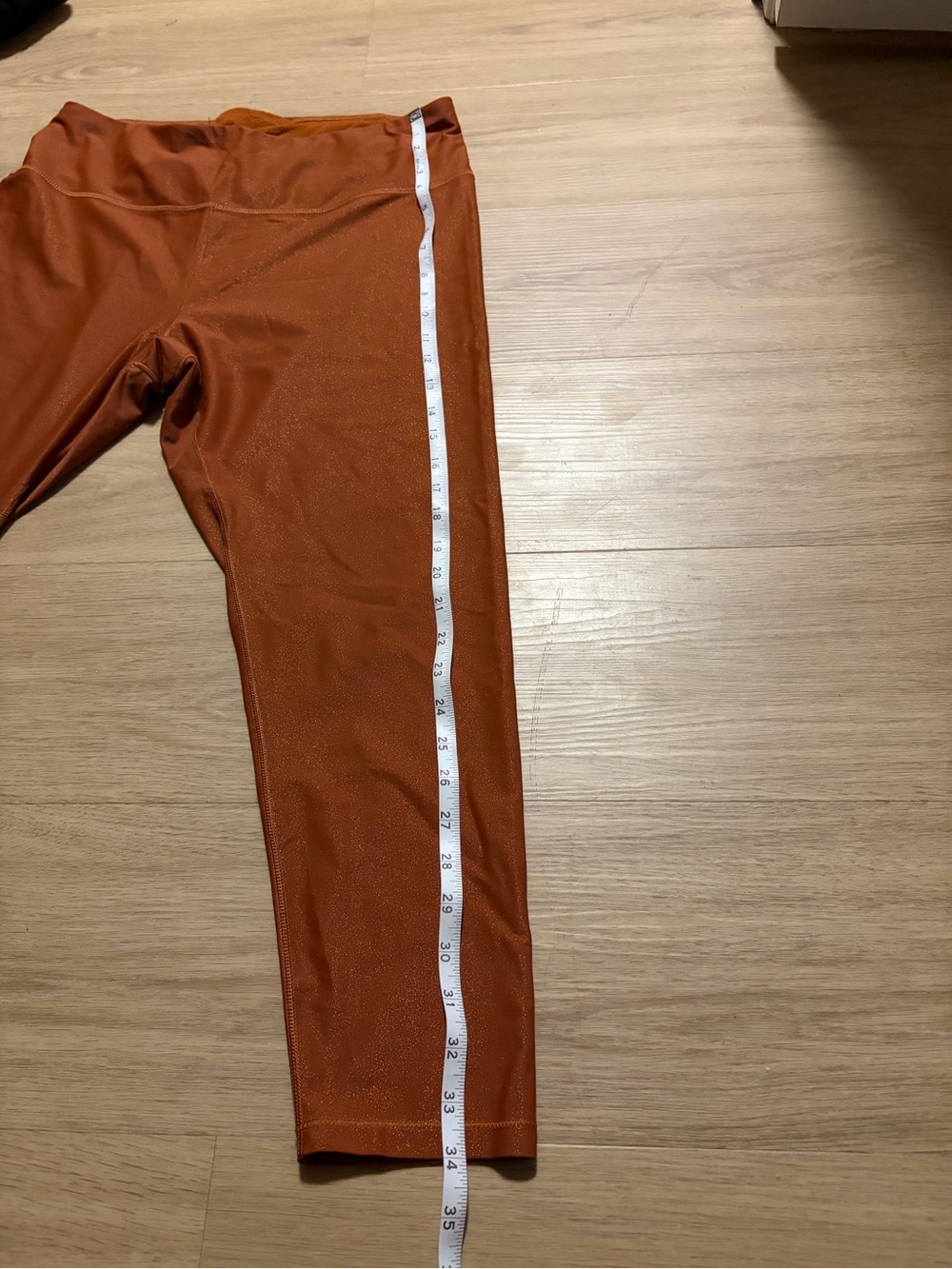 CALIA by Carrie Underwood Metallic Rust Orange 7/8 Leggings - Picture 8 of 8